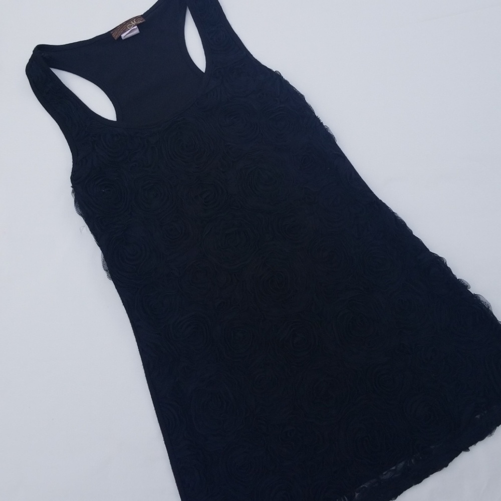 Rose Black Tank Top Size XS